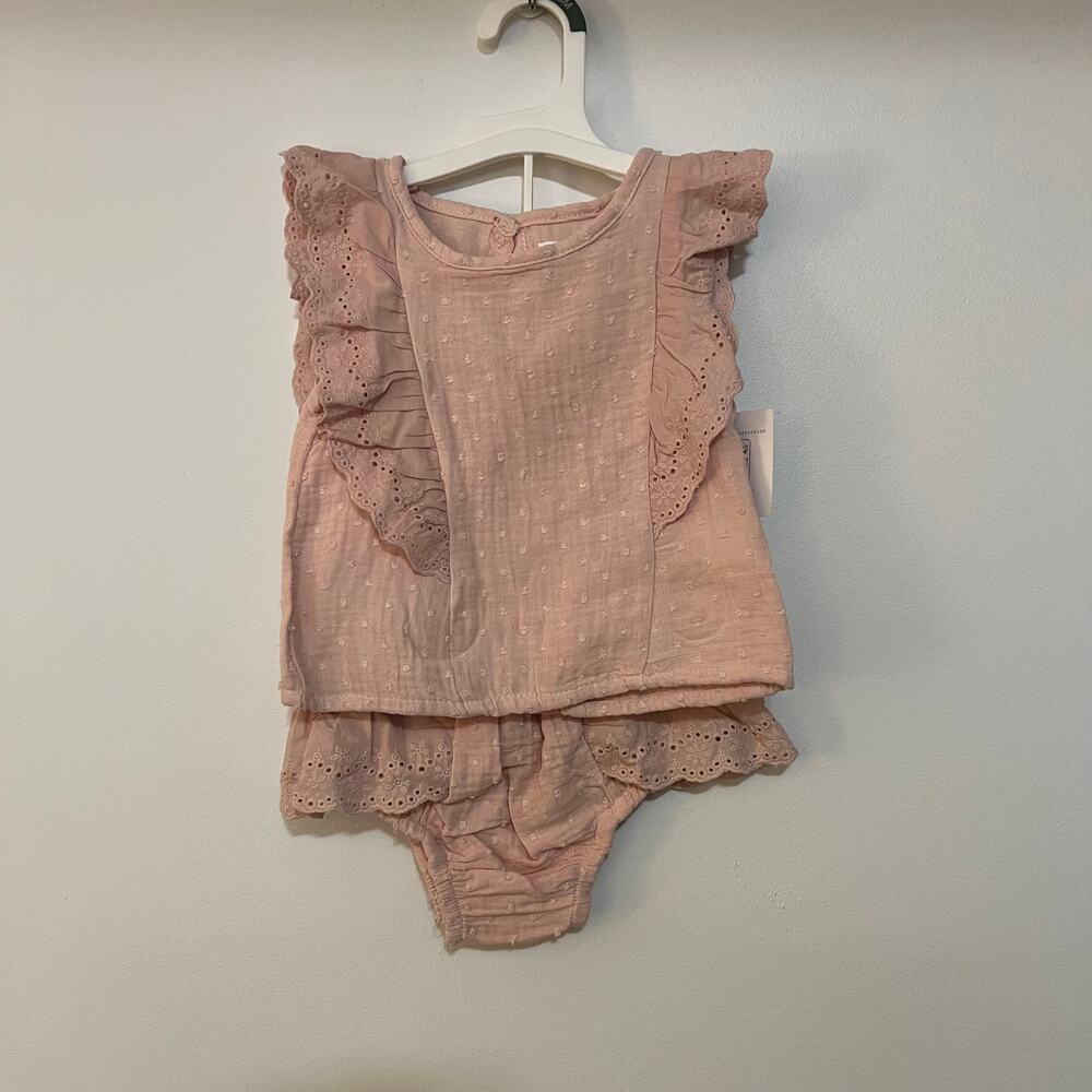 Grayson Mini Pink Ruffle Top Bloomer Set 18M NWT Swiss Dot Eyelet Cotton Outfit